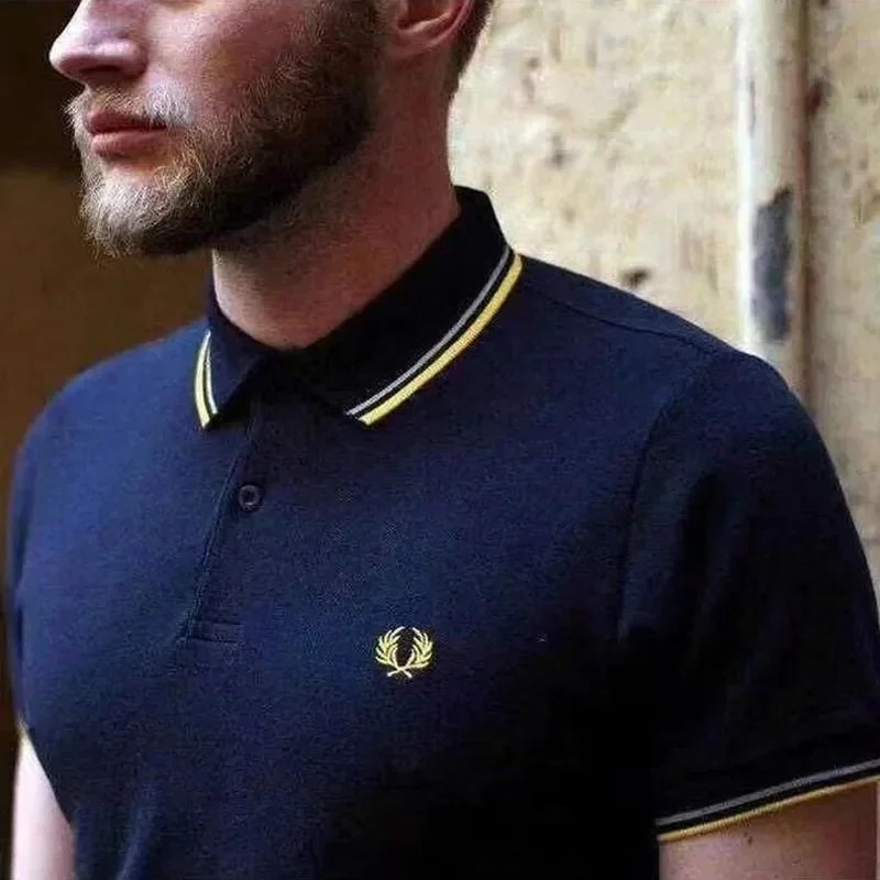 Navy blue, yellow gray border